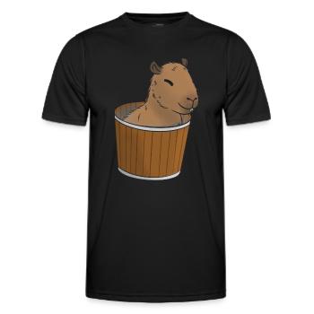 Capybara Meme - Men's Functional T-Shirt - black - Front - AI Model Male 178 dark (178cm)