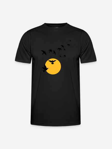 Birds in the sunset - Men's Functional T-Shirt - black