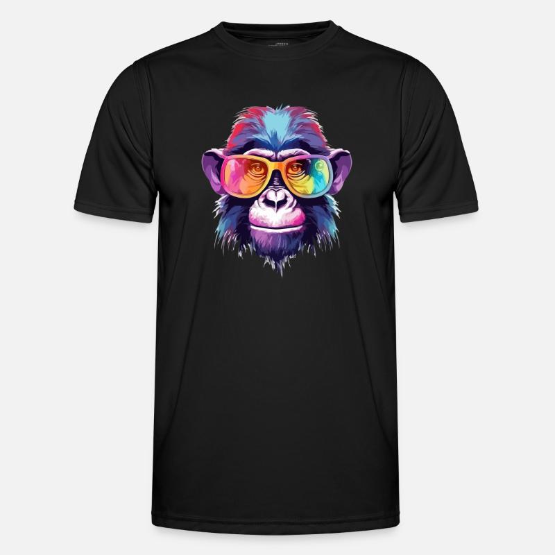 Djimbo, der bebrillte Affe - Männer Funktions-T-Shirt - Schwarz