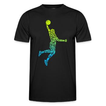 Basketball Symbols Dunking Boys Basketball - Men's Functional T-Shirt - black - Front - AI Model Male 178 dark (178cm)
