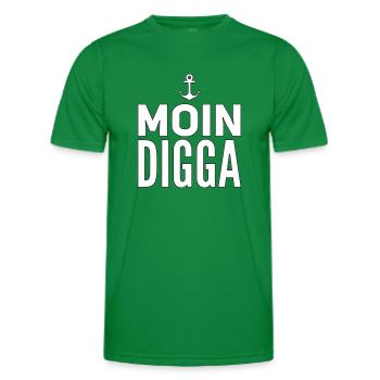 Moin Digga Hamburg - Männer Funktions-T-Shirt - Kelly Green - Vorne - AI Model Male 178 dark (178cm)