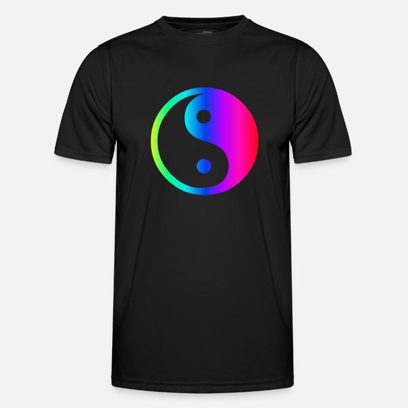 Regenbogen Ying Yang Männer Funktions-T-Shirt