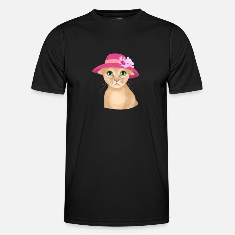 Katze mit Hut und Blume Männer Funktions-T-Shirt