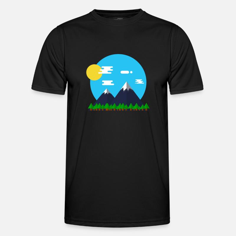 Flat Design Outdoor Mountain Forrest Park Gift - Men's Functional T-Shirt - black