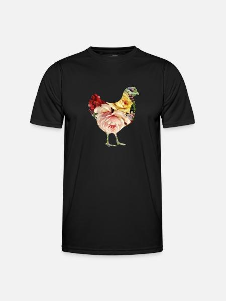 Blumen-Huhn - Männer Funktions-T-Shirt - Schwarz