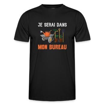 je serai dans mon bureau - T-shirt sport Homme - noir - Devant - AI Model Male 178 dark (178cm)