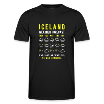 Iceland weather forecast Iceland weather - Men's Functional T-Shirt - black - Front - AI Model Male 178 dark (178cm)