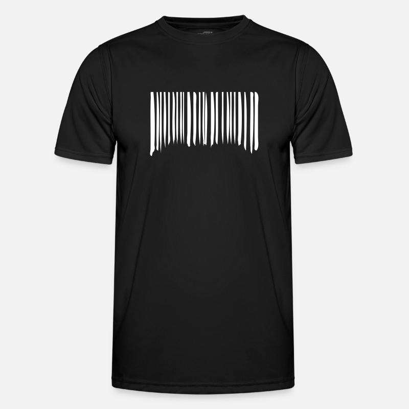 Barcode Striche Linien Gekritzelt Strichcode Scan Männer Funktions-T-Shirt