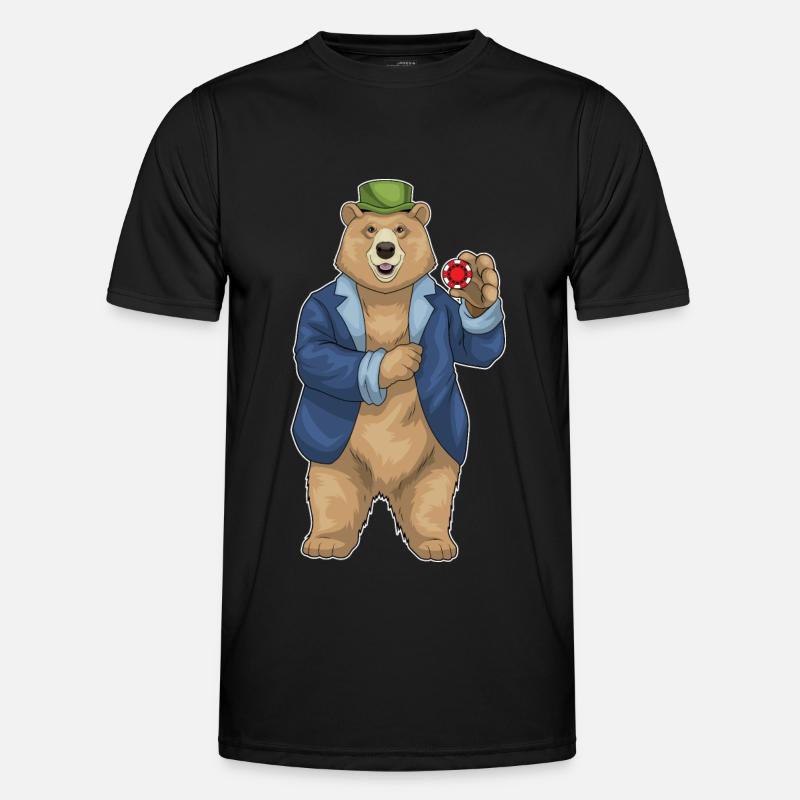 Bear Poker Poker Chips - Men's Functional T-Shirt - black