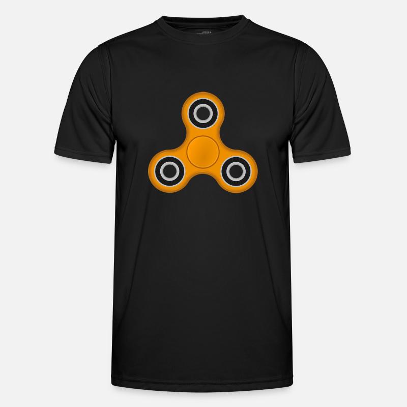 Fidget Spinner orange - Männer Funktions-T-Shirt - Schwarz