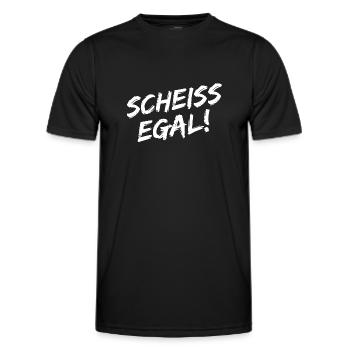 "Scheiss Egal!" - Weiße Pinselschrift - Männer Funktions-T-Shirt - Schwarz - Vorne - AI Model Male 178 dark (178cm)