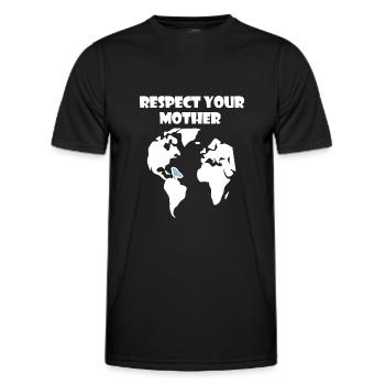 Respectez votre | Mère Nature Protection du climat - T-shirt sport Homme - noir - Devant - AI Model Male 178 dark (178cm)
