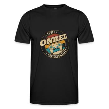 Level Onkel Freigeschaltet Gamer - Männer Funktions-T-Shirt - Schwarz - Vorne - AI Model Male 178 dark (178cm)