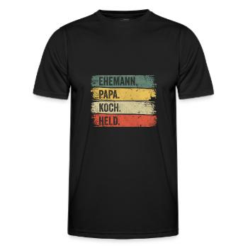Ehemann Papa Koch Held Vatertag Bester Papa - Männer Funktions-T-Shirt - Schwarz - Vorne - AI Model Male 178 dark (178cm)
