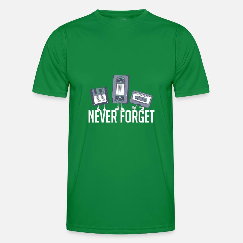 Never Forget 80er 90er Retro Technik Diskette Männer Funktions-T-Shirt