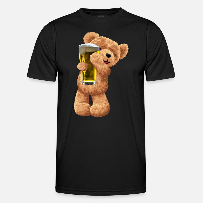 Teddybär Bär mit Bier - Männer Funktions-T-Shirt - Schwarz