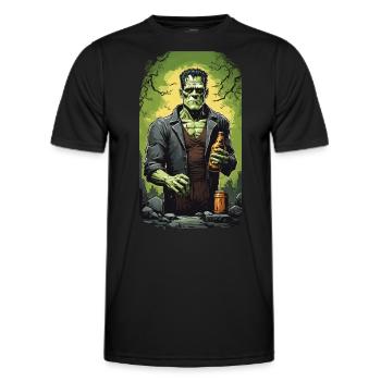 Spooky Beer Drinker Monster Halloween Design - Men's Functional T-Shirt - black - Front - AI Model Male 178 dark (178cm)