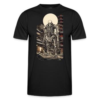 Dystopisches Yokai Skelett Ukiyo-E Manga Stil - Männer Funktions-T-Shirt - Schwarz - Vorne - AI Model Male 178 dark (178cm)