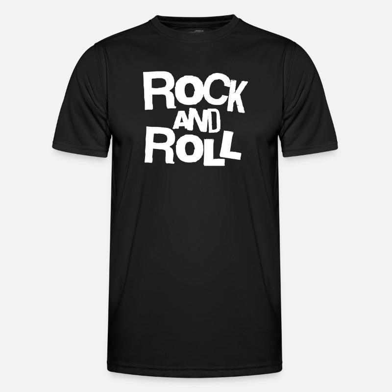 Rock and Roll Bold Typography Tee - Funktions-T-shirt herr - svart