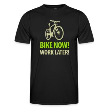 Vélo maintenant Travailler plus tard Bicyclette Selle Loisirs Sport - T-shirt sport Homme - noir - Devant - AI Model Male 178 dark (178cm)