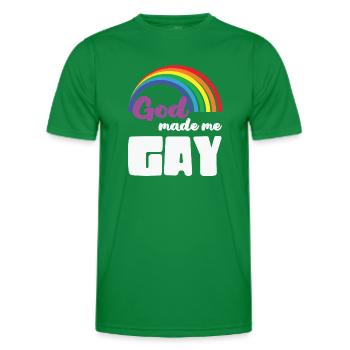 LBGT Flag Gay Pride Human God made me Gay - Men's Functional T-Shirt - kelly green - Front - AI Model Male 178 dark (178cm)