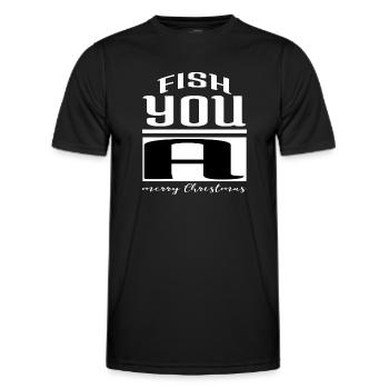 axolotls present santa christmas present humor - Men's Functional T-Shirt - black - Front - AI Model Male 178 dark (178cm)