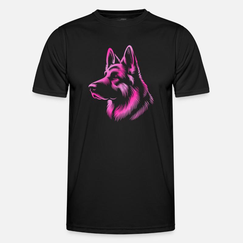 German Shepherd head pink - Men's Functional T-Shirt - black