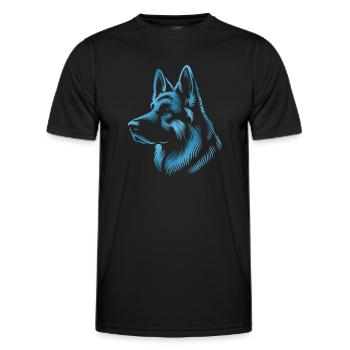 Deutscher Schäferhund Kopf blau - Männer Funktions-T-Shirt - Schwarz - Vorne - AI Model Male 178 dark (178cm)