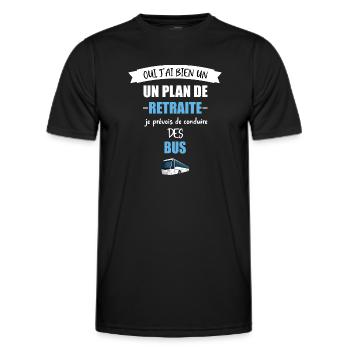 Oui j'ai bien un plan de retraite chauffeur de bus - T-shirt sport Homme - noir - Devant - AI Model Male 178 dark (178cm)