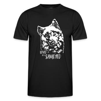 Aimé par un chien Samoyède Samoyède Chien Dicton - T-shirt sport Homme - noir - Devant - AI Model Male 178 dark (178cm)