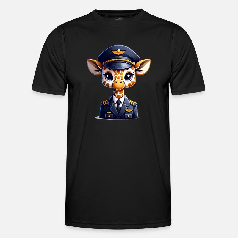 Cute Giraffe Pilot Männer Funktions-T-Shirt