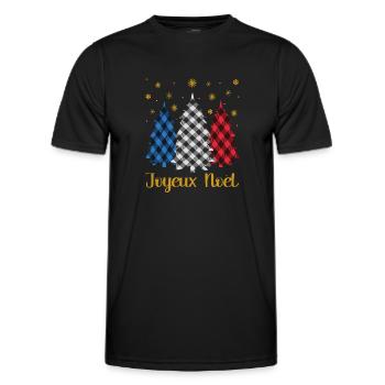 Joyeux Noël Französische Flagge Farbe Froher Weihnachtsbaum - Männer Funktions-T-Shirt - Schwarz - Vorne - AI Model Male 178 dark (178cm)