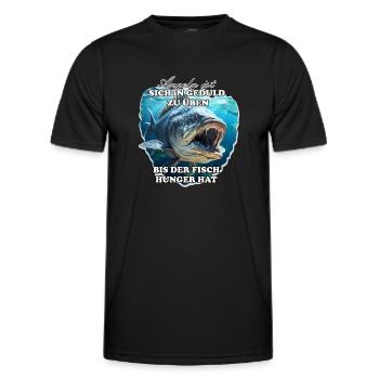 Geduld ist eine Tugend, Angeln auch - Männer Funktions-T-Shirt - Schwarz - Vorne - AI Model Male 178 dark (178cm)