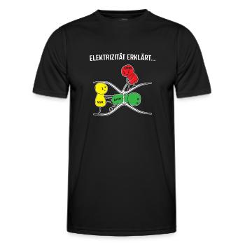 Elektrizität Erklärt - Elektroniker Männer Shirt - Männer Funktions-T-Shirt - Schwarz - Vorne - AI Model Male 178 dark (178cm)