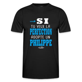 Philippe Si tu veux la perfection adopte Philippe - T-shirt sport Homme - noir - Devant - AI Model Male 178 dark (178cm)