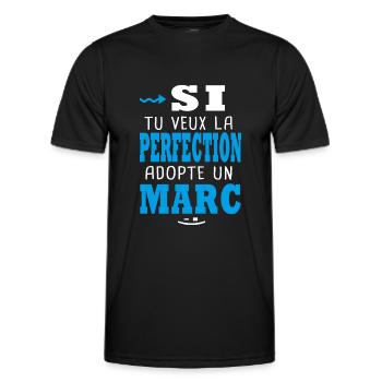 Marc Si tu veux la perfection adopte un marc - T-shirt sport Homme - noir - Devant - AI Model Male 178 dark (178cm)