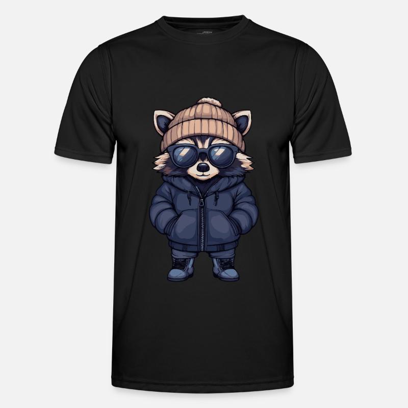 Raccoon Cool Comic - Men's Functional T-Shirt - black