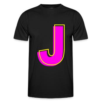 J - Votre nom - Votre lettre - T-shirt sport Homme - noir - Devant - AI Model Male 178 dark (178cm)