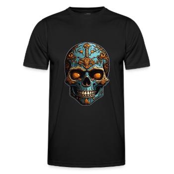 Crâne coloré décoratif avec décoration - T-shirt sport Homme - noir - Devant - AI Model Male 178 dark (178cm)