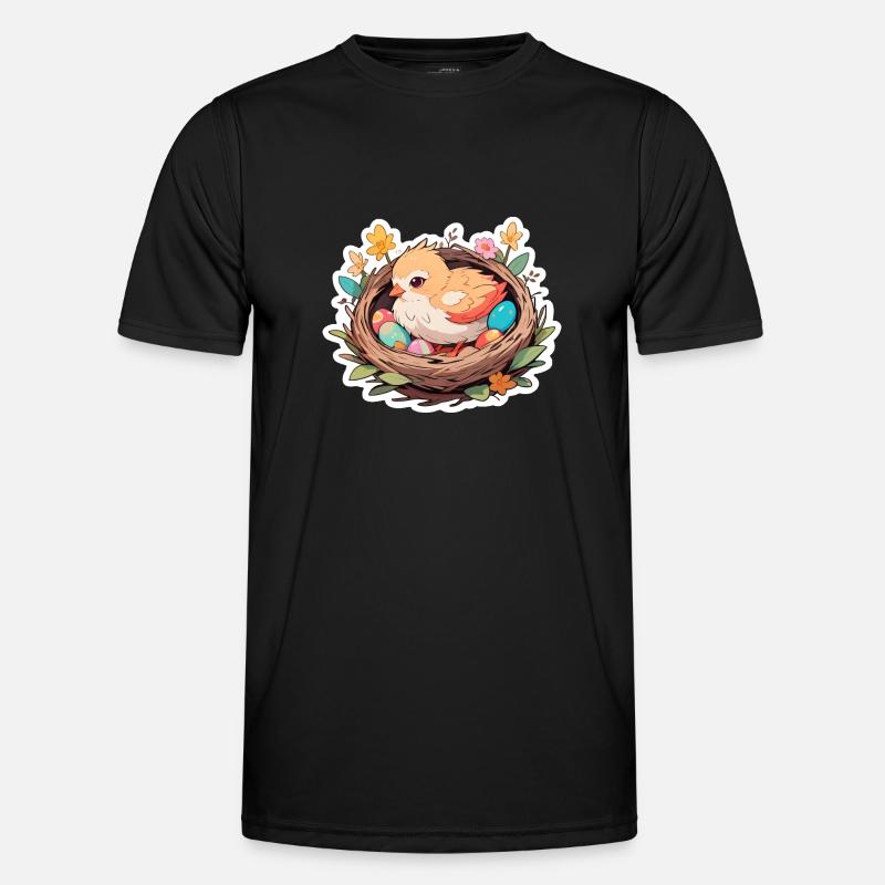 Easter basket with chicks - Men's Functional T-Shirt - black