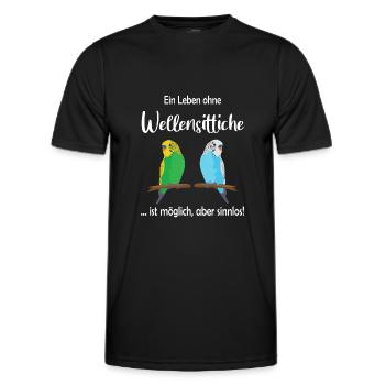 Ein Leben ohne Wellensittiche ist sinnlos - Männer Funktions-T-Shirt - Schwarz - Vorne - AI Model Male 178 dark (178cm)