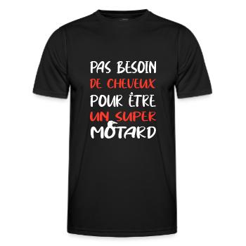 Pas besoin de cheveux pour être un super motard - T-shirt sport Homme - noir - Devant - AI Model Male 178 dark (178cm)