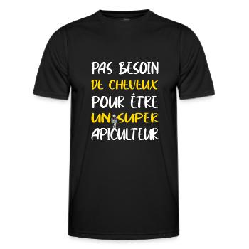 Pasbesoin de cheveux pour être un super apiculteur - T-shirt sport Homme - noir - Devant - AI Model Male 178 dark (178cm)