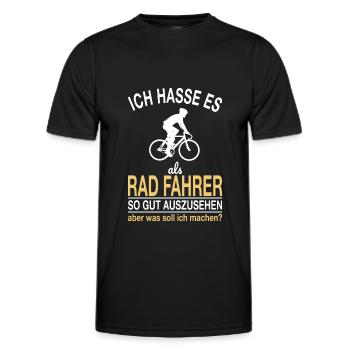 Lustiger Rad Fahrer Spruch - Männer Funktions-T-Shirt - Schwarz - Vorne - AI Model Male 178 dark (178cm)