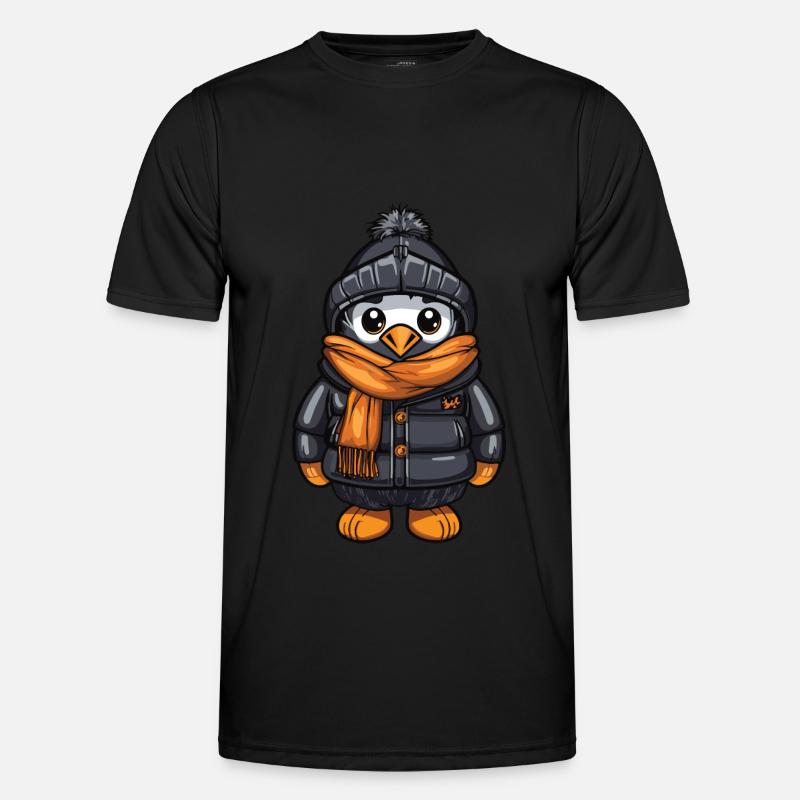 Pinguin Comic Niedlich Winter Männer Funktions-T-Shirt