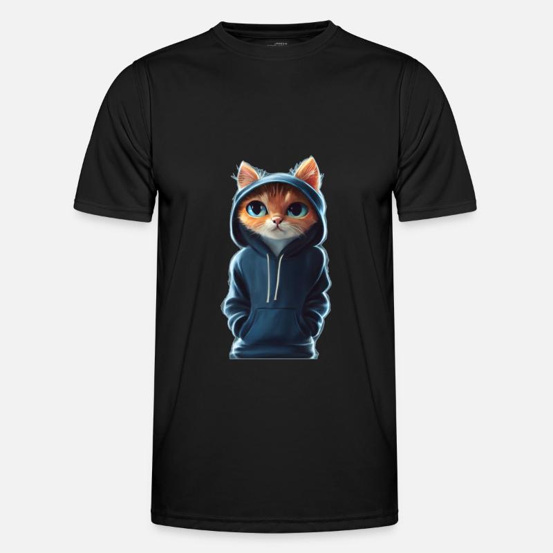 Bockige Katze mit Pullover - Männer Funktions-T-Shirt - Schwarz