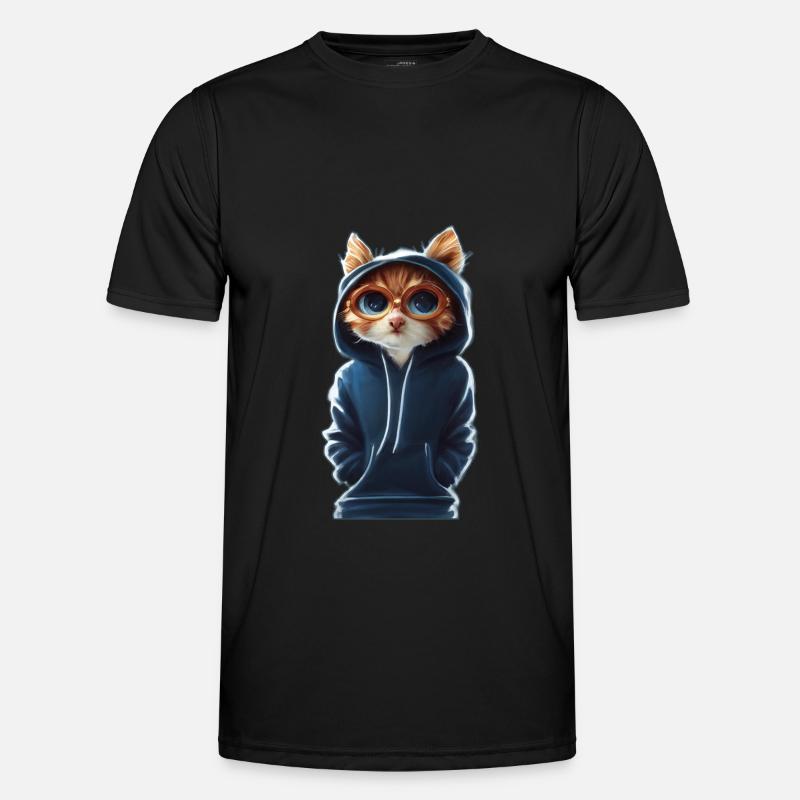 Katze mit Pulli 2 - Männer Funktions-T-Shirt - Schwarz