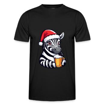 Zebra Weihnachten Bier Lustig - Männer Funktions-T-Shirt - Schwarz - Vorne - AI Model Male 178 dark (178cm)