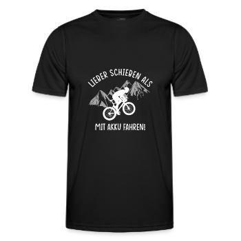 Fahrrad ohne Akku Lustiger Spruch - Männer Funktions-T-Shirt - Schwarz - Vorne - AI Model Male 178 dark (178cm)
