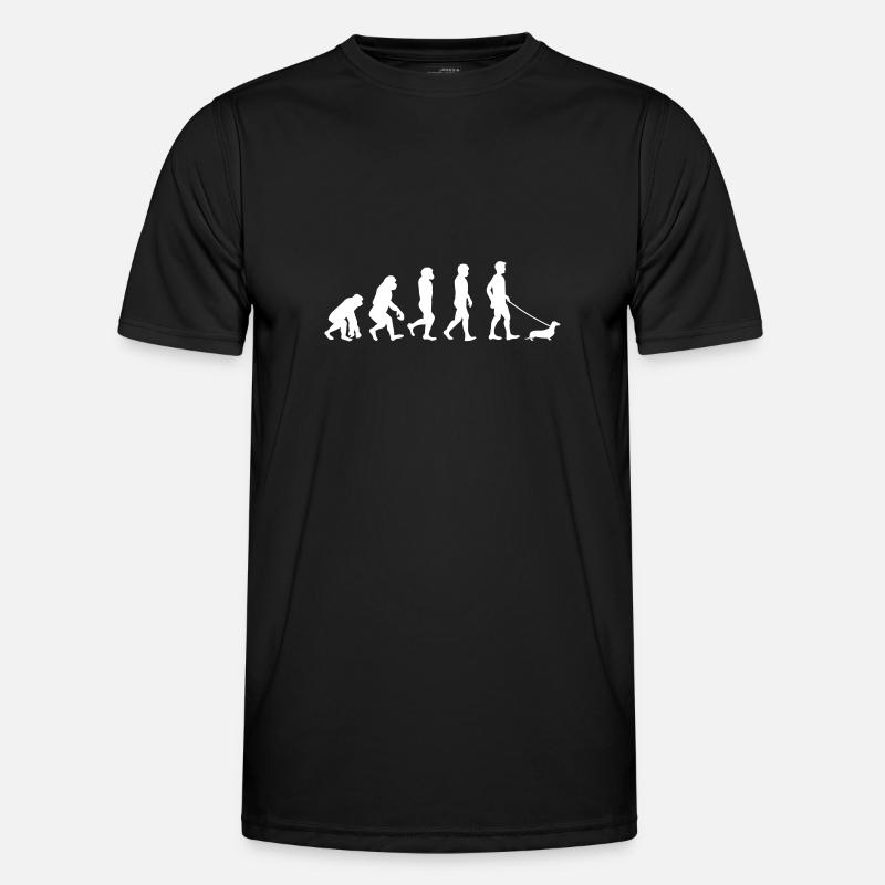 Dackel - Evolution - Männer Funktions-T-Shirt - Schwarz